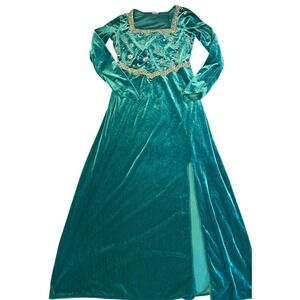 DreamWorks Shrek Women Green Fiona Costume Dress Velvet Cosplay, Size M